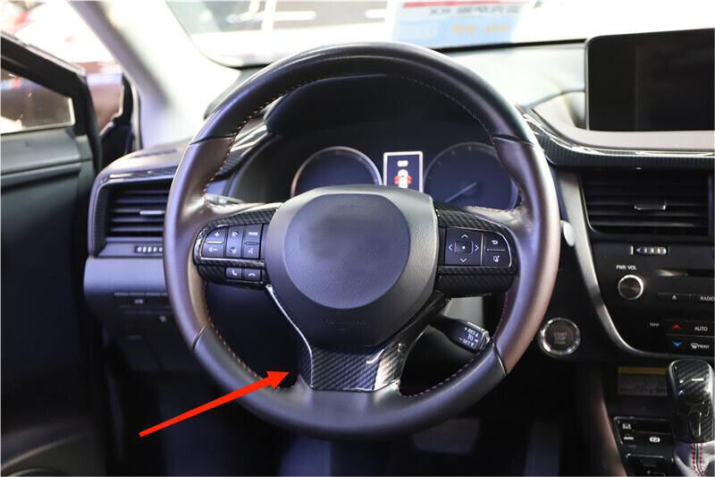 Car Steering Wheel U Type Cover Trim Fit for Lexus RX 2016-20 Black Carbon Fiber