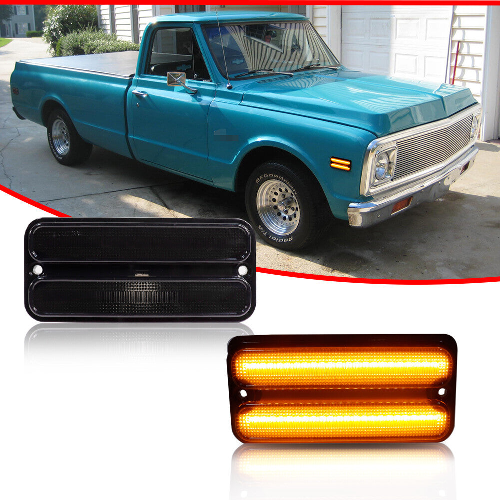 2 Pack Left/Right Marker Light Reflector Amber For 1968-1972 for GMC Trucks - v