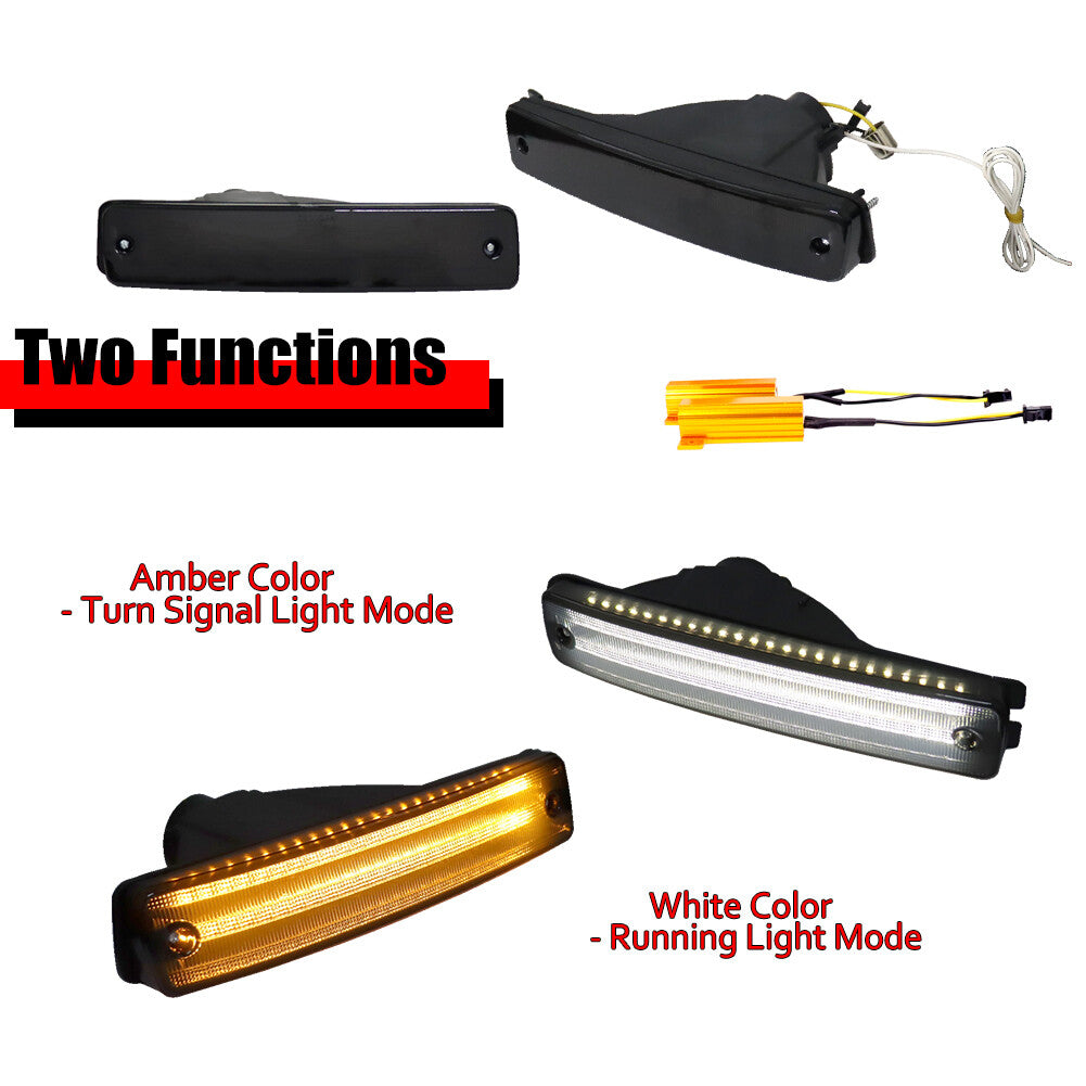 2-Pack Smoked Switch Amber LED DRL Front Signal Lights for 1990 - 1991 for Honda CRX - v