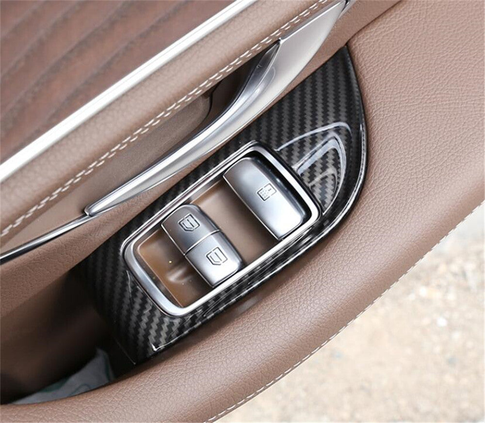 Carbon ABS Window Lift Switch Button Trim for Mercedes-Benz E Class 2016-21 high