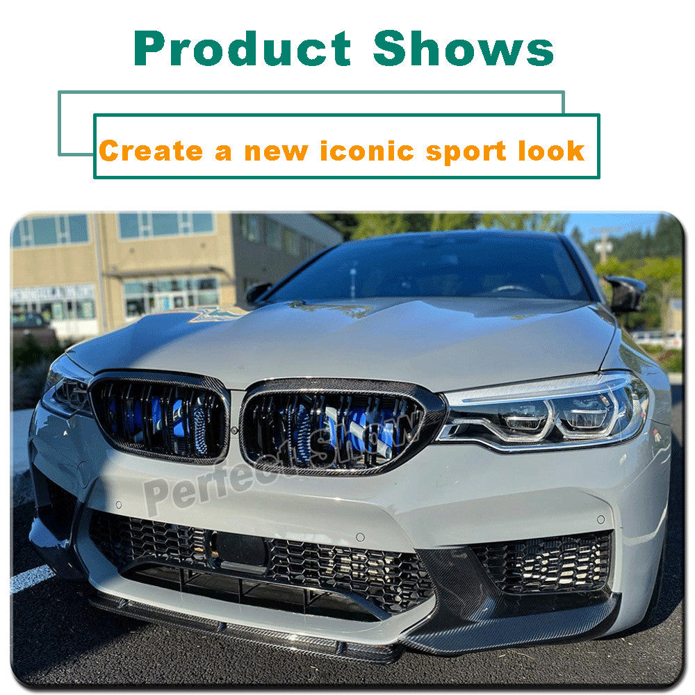 Fit for BMW F90 M5 2018-2020 Real Carbon Front Bumper Spoiler Splitter Fins Lip