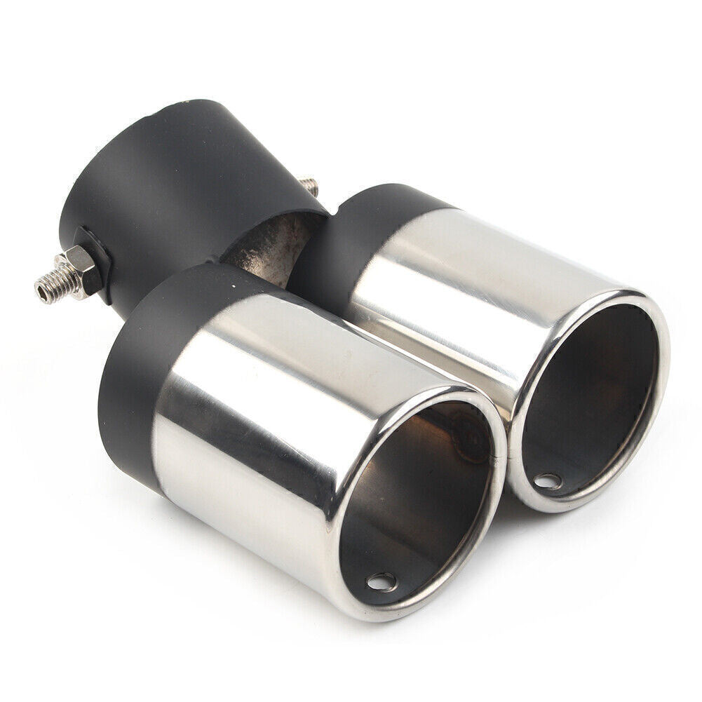 Universal Dual Car Stainless Steel Rear Exhaust Pipe Tail Muffler Tip Accessorie Q