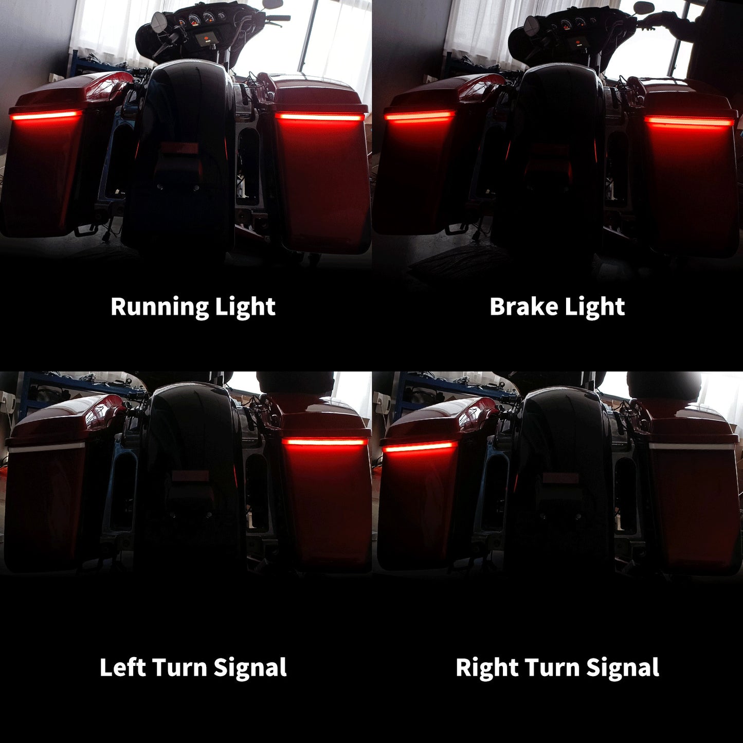 LED Saddlebag Flowing Brake Turn Signal Lights for Harley Road Electra Glide 14+ Q