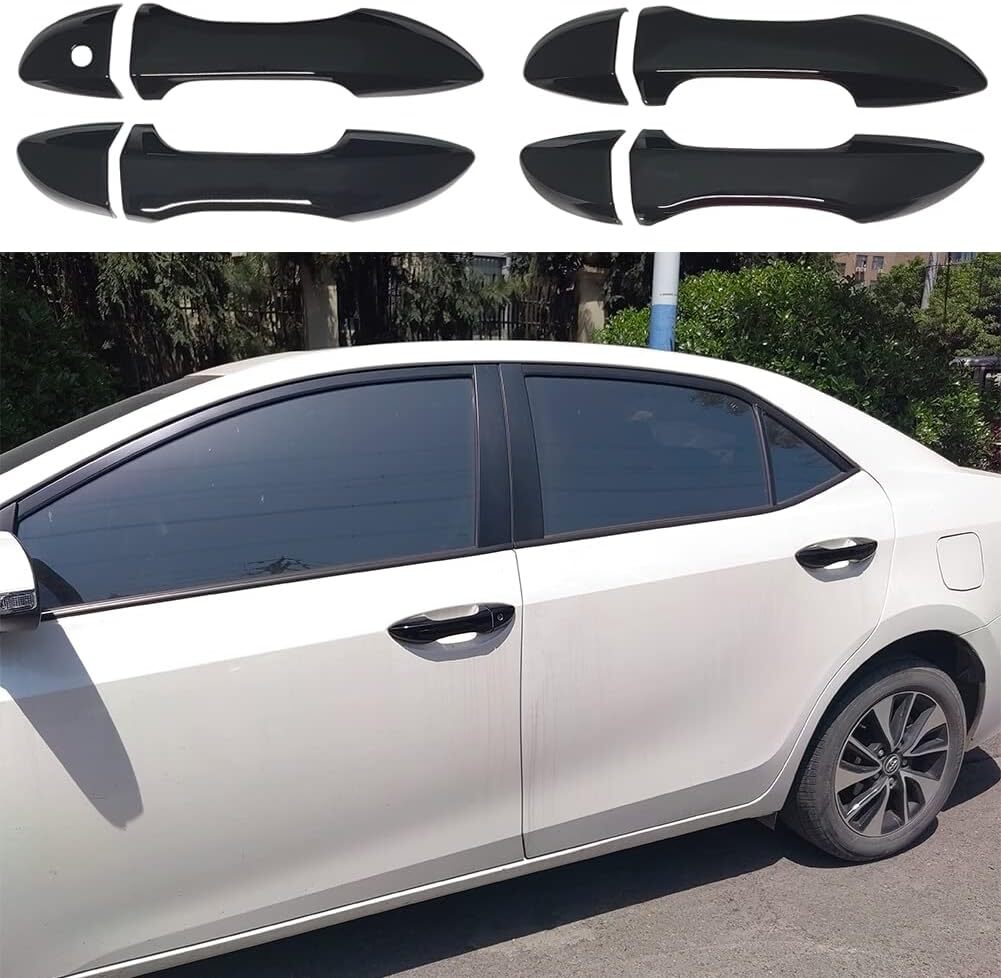 Side Door Handle Covers Trims For 14-18 for Toyota for Corolla Glossy Pure Piano Black