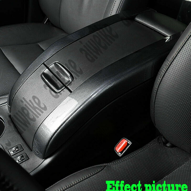 ABS Carbon Fiber Armrest Box Panel Cover Trim Strips for Toyota Highlander 14-19