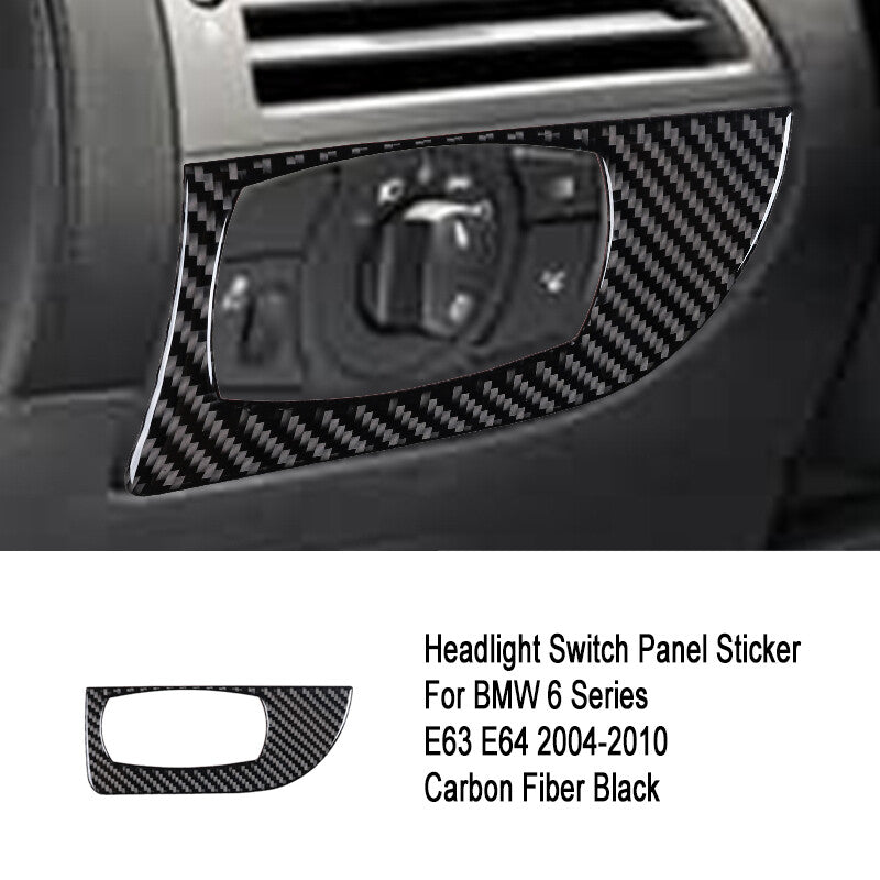Carbon fiber headlight switch interior trim for BMW 650i 645 E63 2004-10