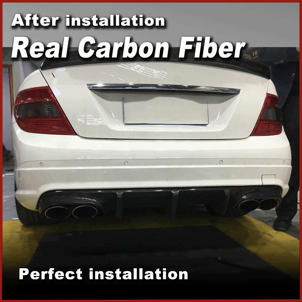 Fit for Benz W204 C63 2008-2011 REAL Carbon Rear Bumper Diffuser Lip Spoiler