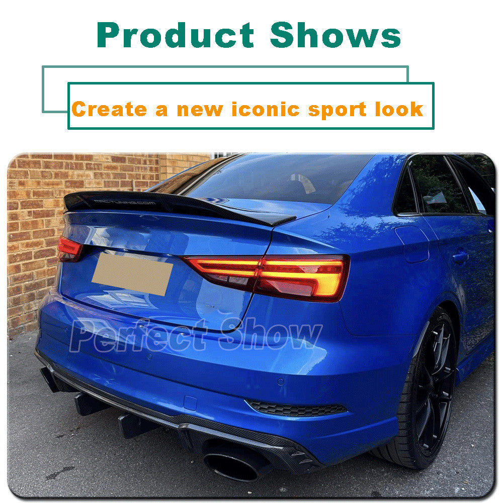 Carbon Fiber Rear Bumper Diffuser Lip Spoiler Fit for Audi RS3 Sedan 8V 2017-21