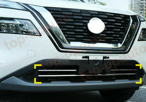2for Nissan Rogue 2021-2023 Chrome Front Center Grille Grill Bottom Strips Trim