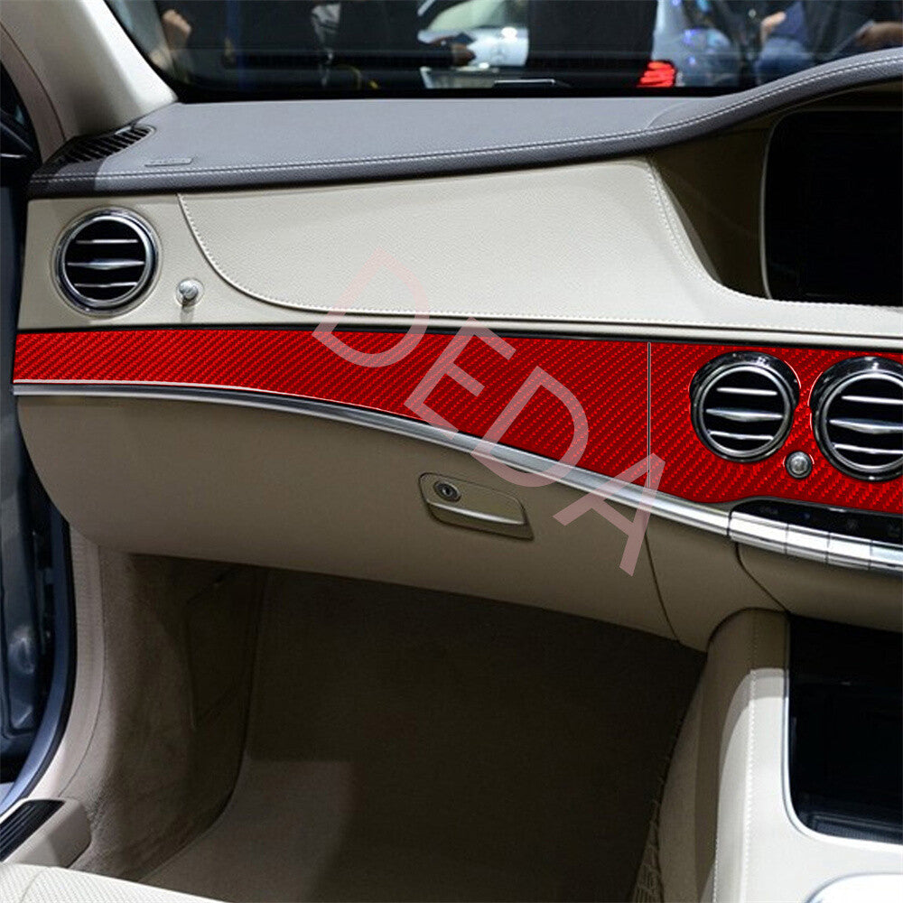 for Benz S Class W222 13-20 RHD Central Control Dashboard Panel Cover Red Carbon