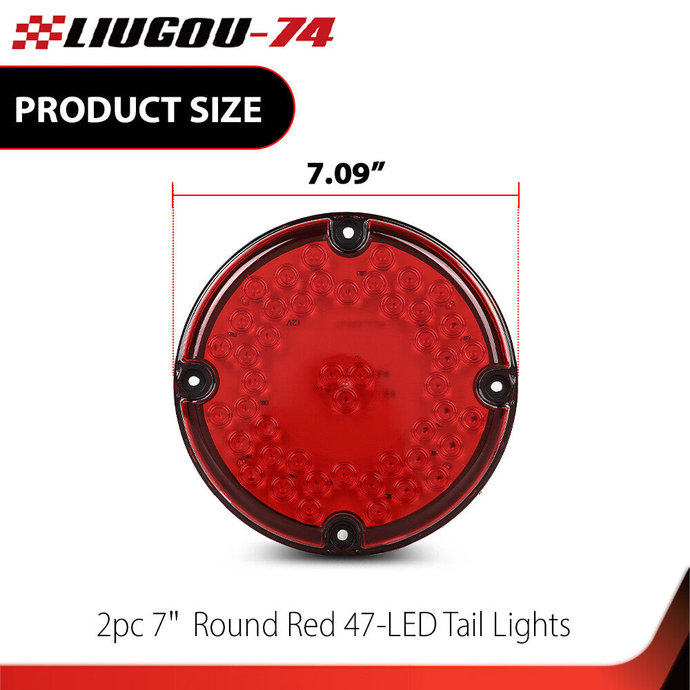 2-Pack 7-inch Round Amber 47-LED Tail Lights Fit Transit Vehicle Rejection Hanger - v