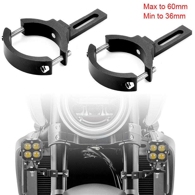 2X 36-60mm Motorcycle Fork Clamp Mount Bracket Holder Spot Headlight Turn Signal