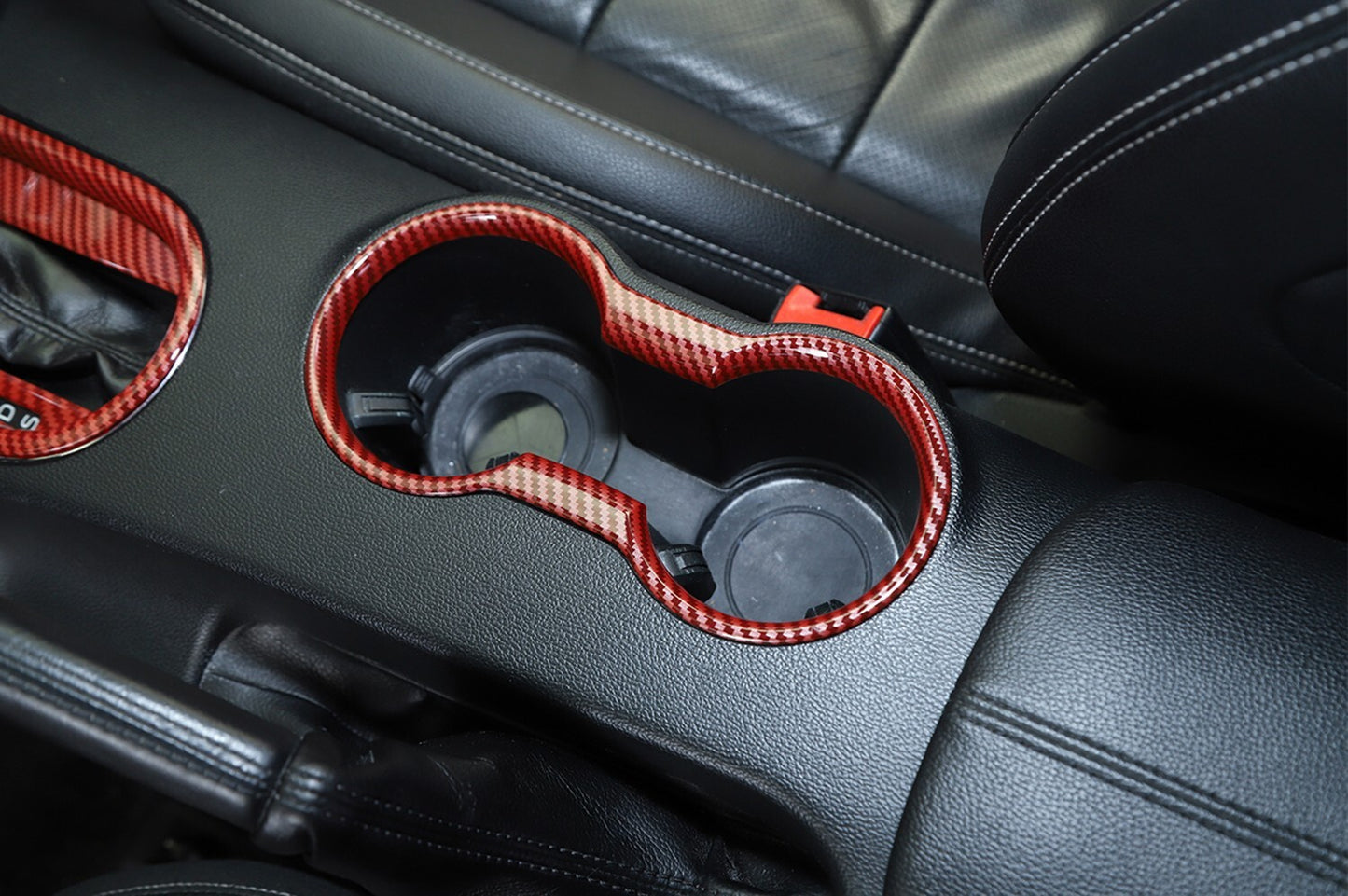 Interior Cup Holder Cover Trim Frame Molding for ford for Mustang 15-23 Red Carbon