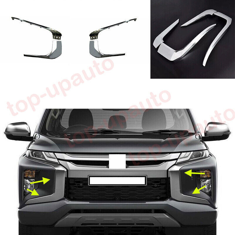 For 2019-2022 for Mitsubishi Triton L200 Front Bumper Cover Lower Upper Chrome Trims