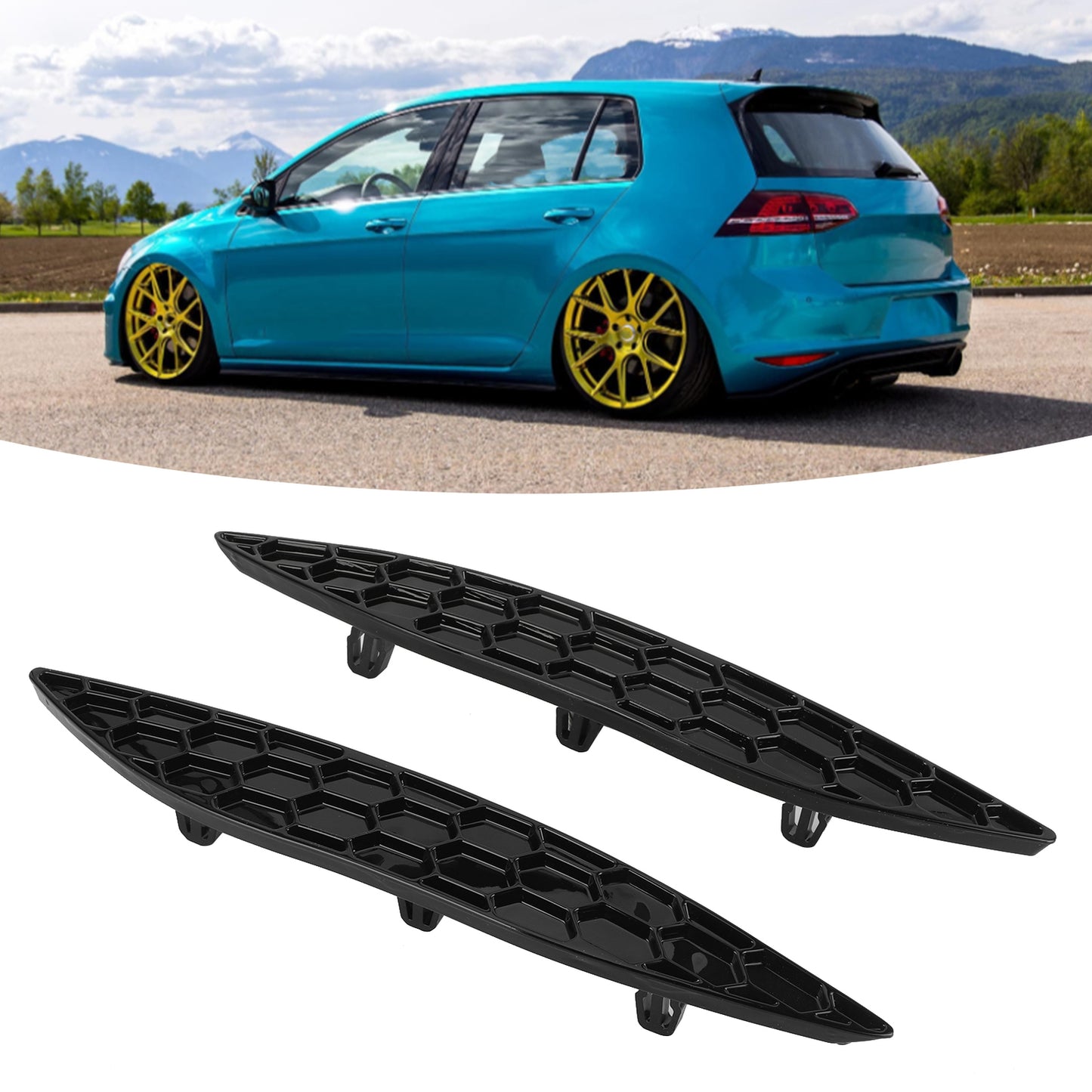 Hot 2Pcs Gloss Black Rear Bumper Reflector Delete Set Parts For MK7 R 20132016
