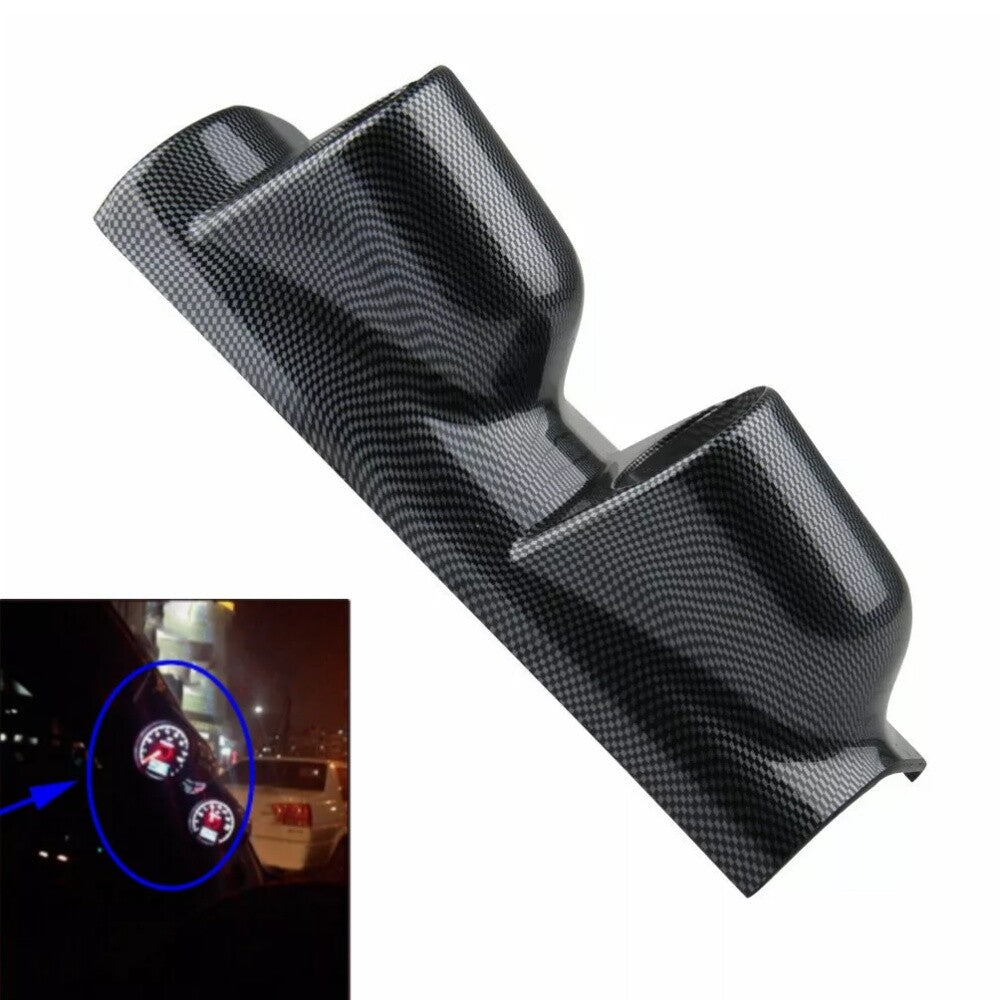 52mm 2inch Dual Holes Gauge A-Pillar Meter Dash Pod Mount Holder Carbon Fiber