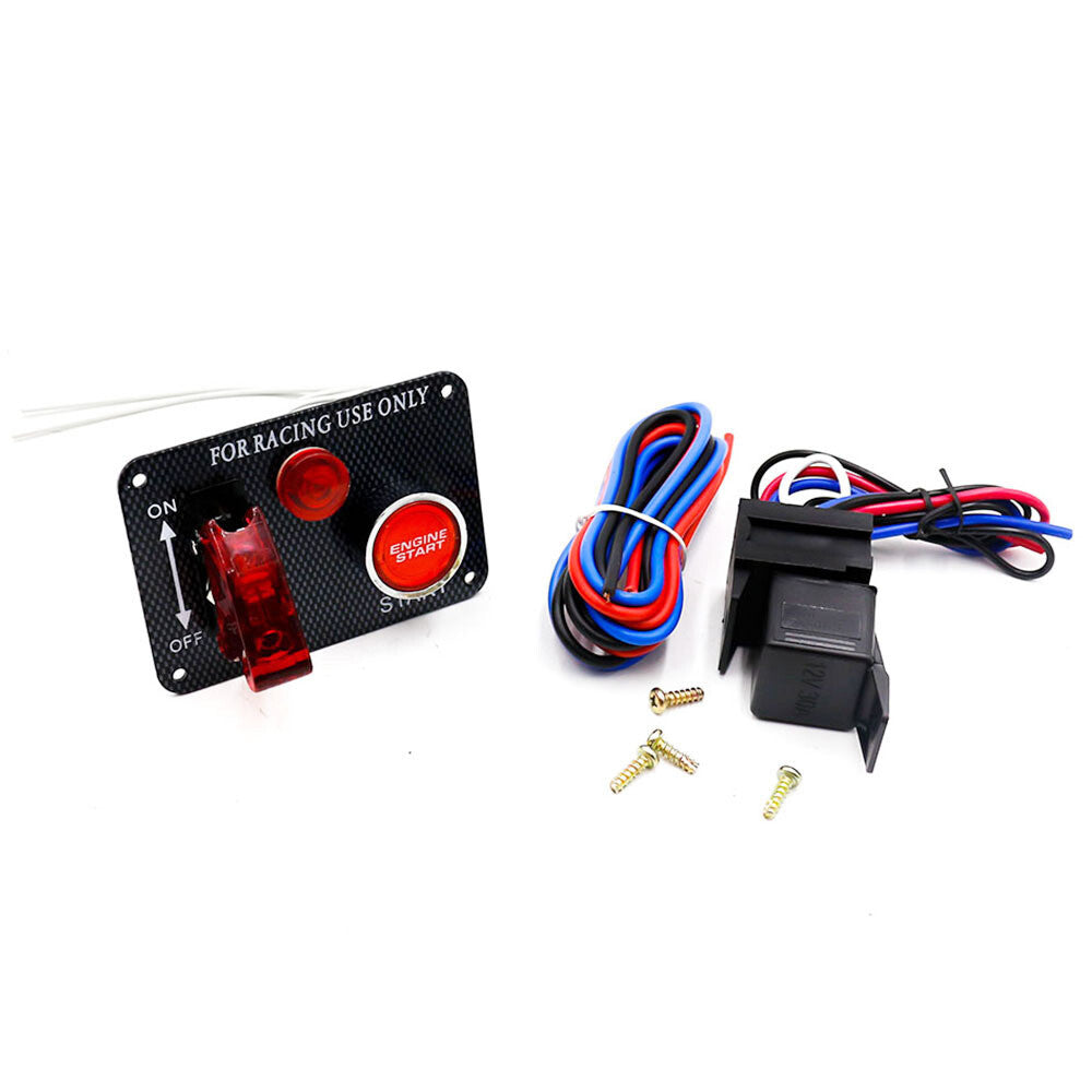 12V DC Ignition Switch Panel 2 in 1 Car Engine Start Push Button Switch Toggle