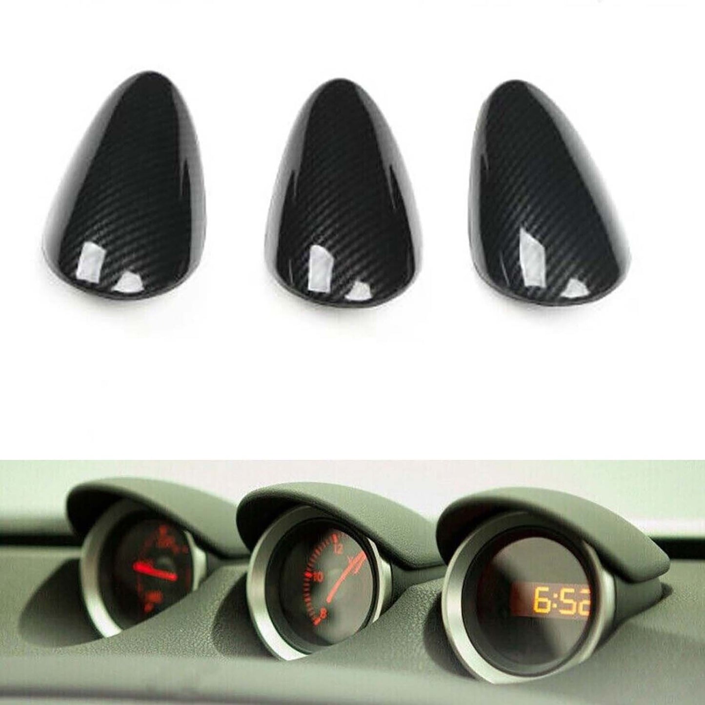 for Nissan 370Z Carbon Fiber ABS Pattern Interior Gauge Pad Cover Trim 2009-2020