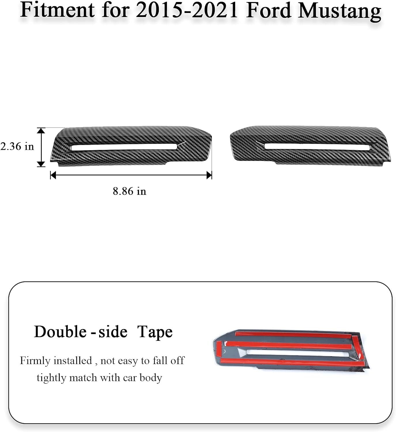 Carbon fiber interior door armrest handle cover trim kit for Ford for Mustang 15-20