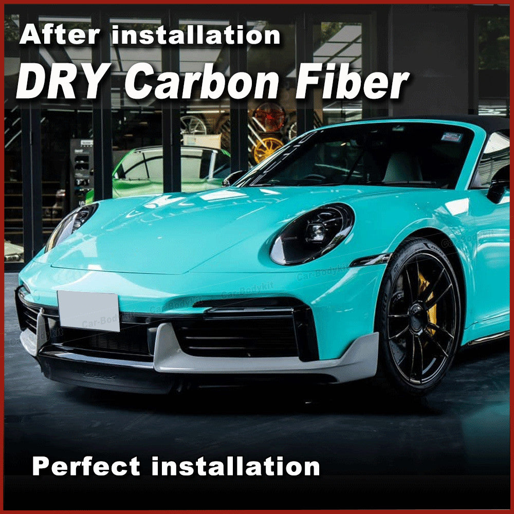 for Porsche 911 992 Carrera Targa Dry Carbon Front Bumper Splitter Air Vent Fins