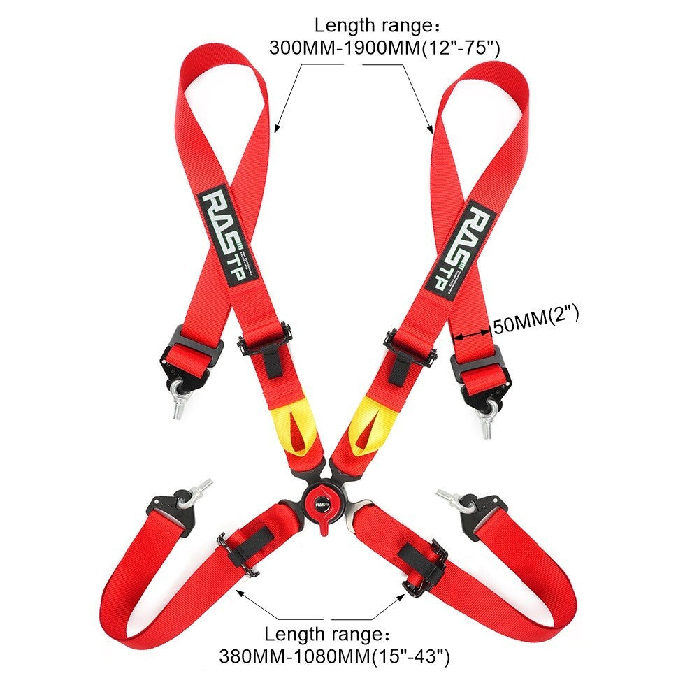 New Style Racing for Seat Belt Harness 4 Point Snap-On 3 Cam lock Universal Red