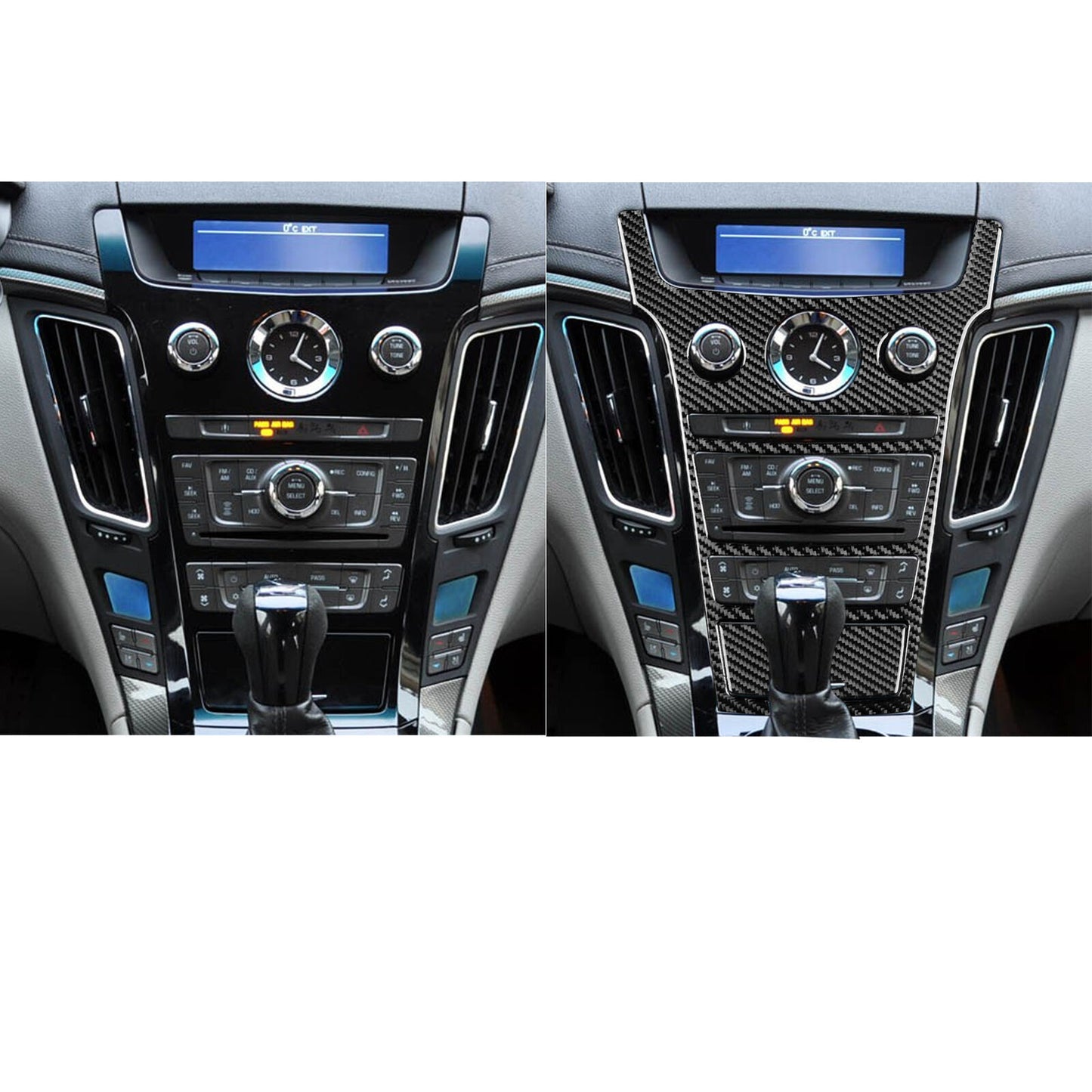Console AC Switch Control Panel for Cadillac CTS 2008-13 Real Black Carbon Fiber