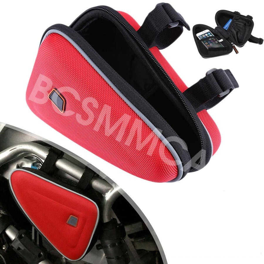 Motorcycle Saddle Storage Bag Engine Guard Mount Case Pouch Bags Red Toolkit Q