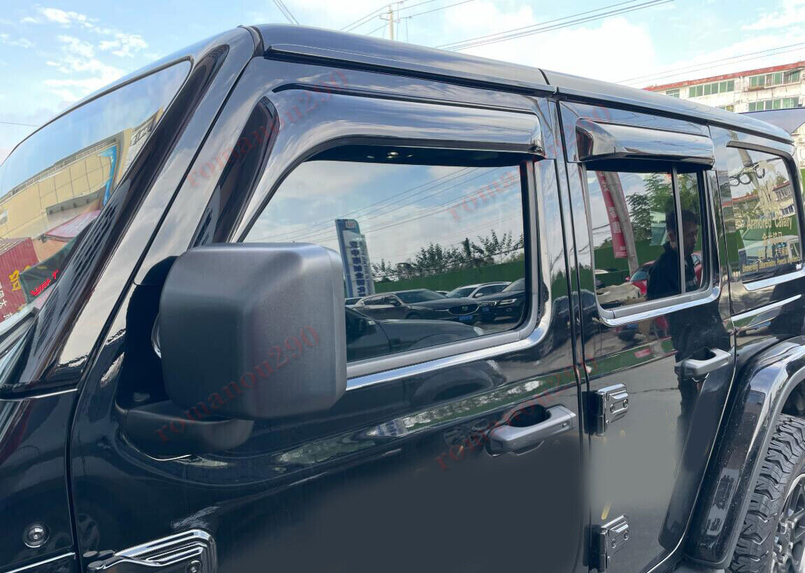 for Jeep for Wrangler 2018-24 Black Side Window Visors Sun Rain Guard Vent Deflector