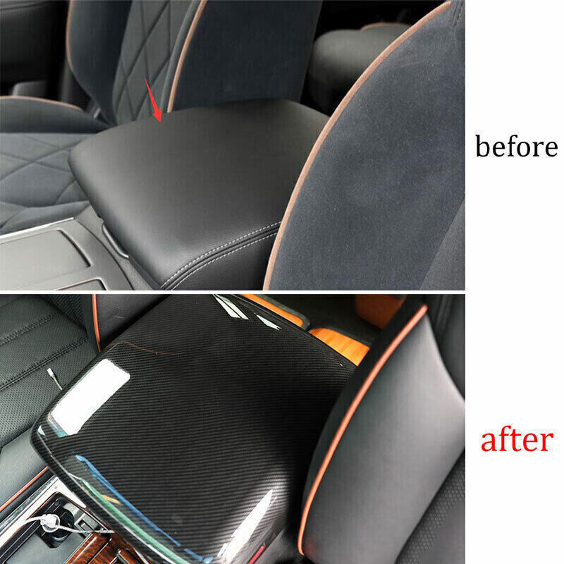 Inner Console Storage Box Cover Trim for Nissan Armada Y62 2017-20 Carbon Fiber