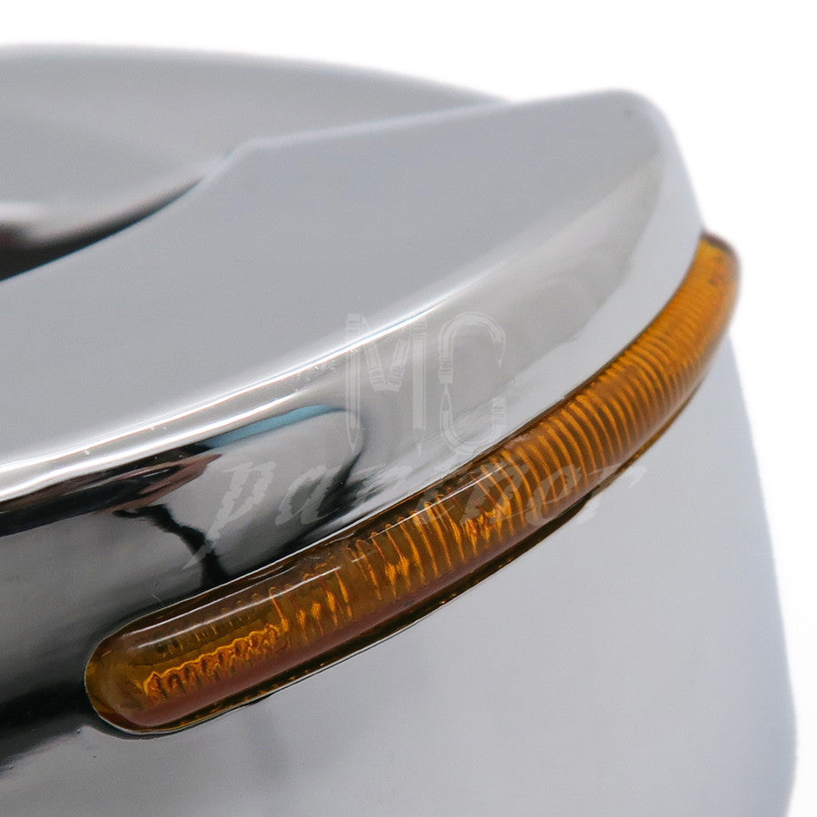 Chrome Fairing Mount Mirrors Amber LED Light Cover Caps for Harley Touring 96-13 Q