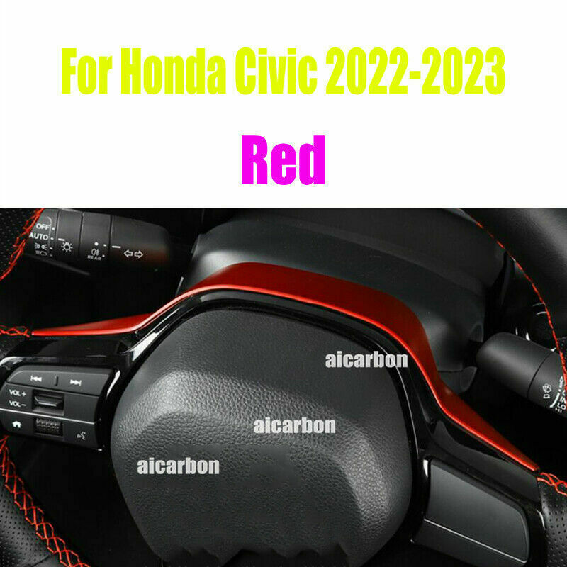 for Honda for Civic 2022-2023 Car Inner Steering Wheel Decor Cover Trim Matte Red