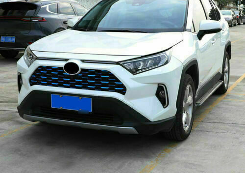 for Toyota RAV4 2019-2023 Blue Steel Front Center Mesh Grille Grill Decals Trim