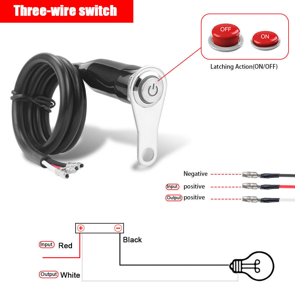 Motorcycle Handlebar LED Switch On/Off Mount Push Button 12V Headlight Fog Light