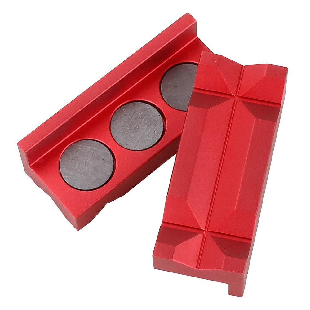Magnetic Aluminum Vise Jaw Clamp Block Insert Pad Red for AN Fuel Hose Fitting Q