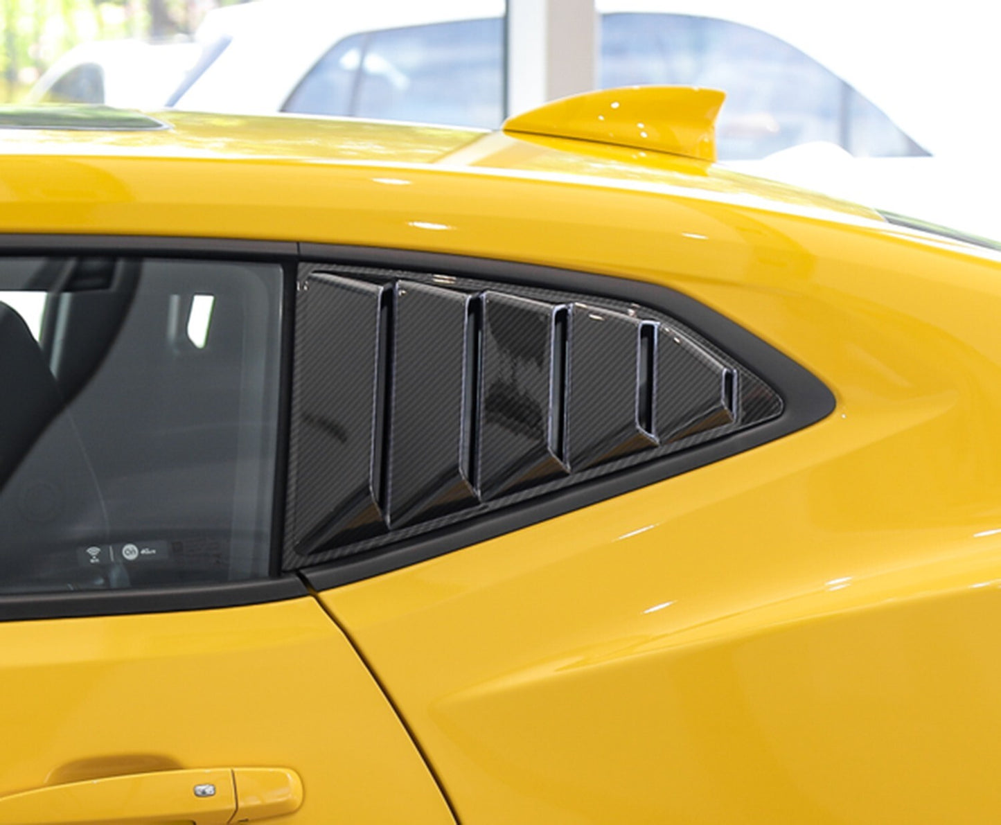 Rear Side Window Louver for 2017+ for Chevy Camaro Carbon Fiber Look Sun Shade Cover