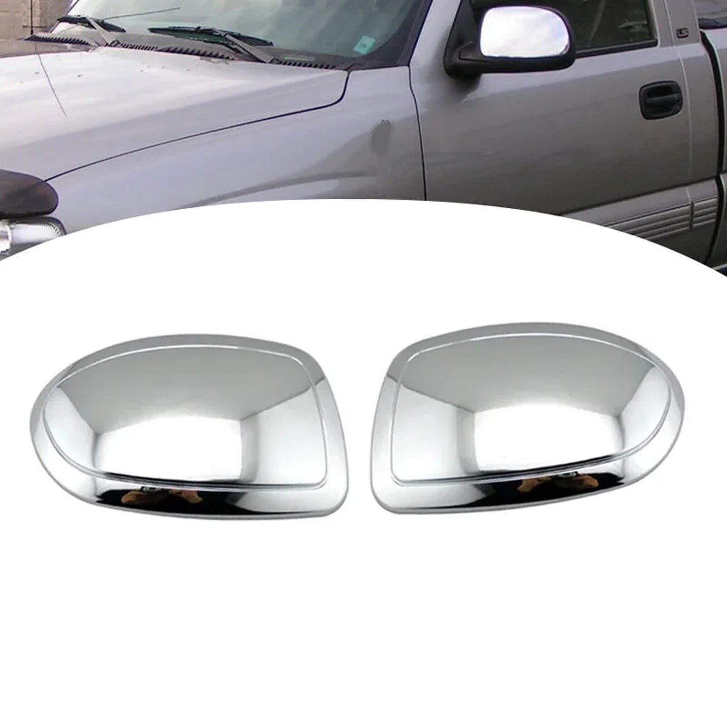 For 1999-2006 for Chevy Silverado for GMC for Sierra Chrome Rear View Mirror Covers Overlay