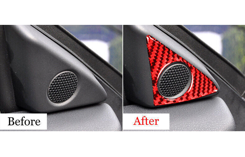 A Post Speaker Frame Cover Trim Fit for Nissan GTR R35 09-2016 Red Carbon Fiber