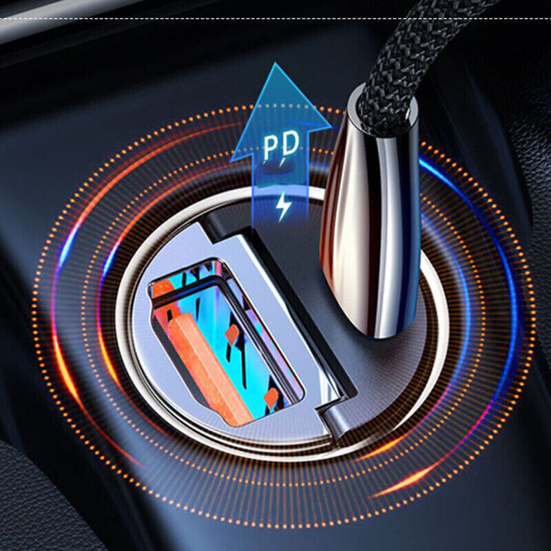 Black Dual USB Type-C PD Car Phone Charger Adapter 30W Fast Charging Accessories