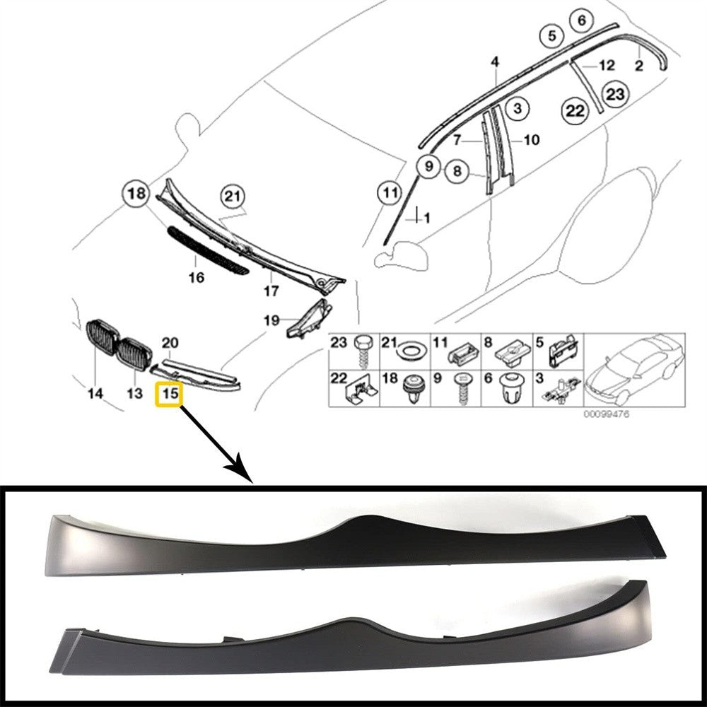 1 Pair Headlight Molding Filler Trim Panel for BMW 3-Series E46 4-Door 2002-2005