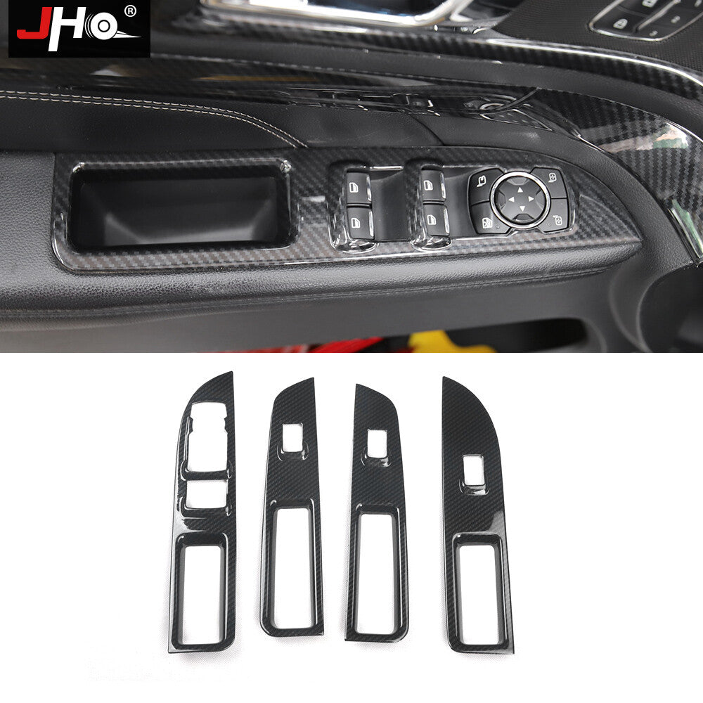 4Pcs Carbon Fiber Car Window Switch Panel Cover Trim for Ford Explorer 2013-2019