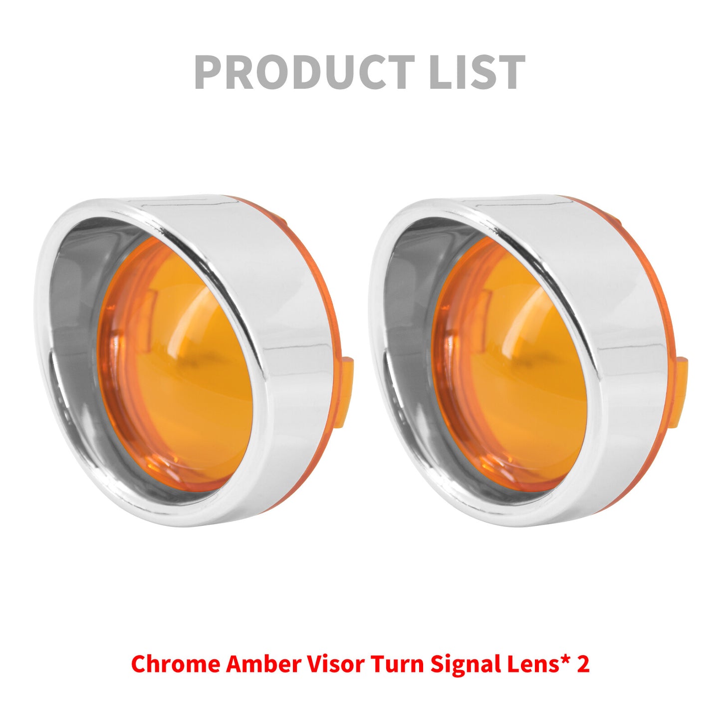 Chrome Turn Signal Light Visor Trim Ring Amber Lens Fit for Harley Touring Dyna