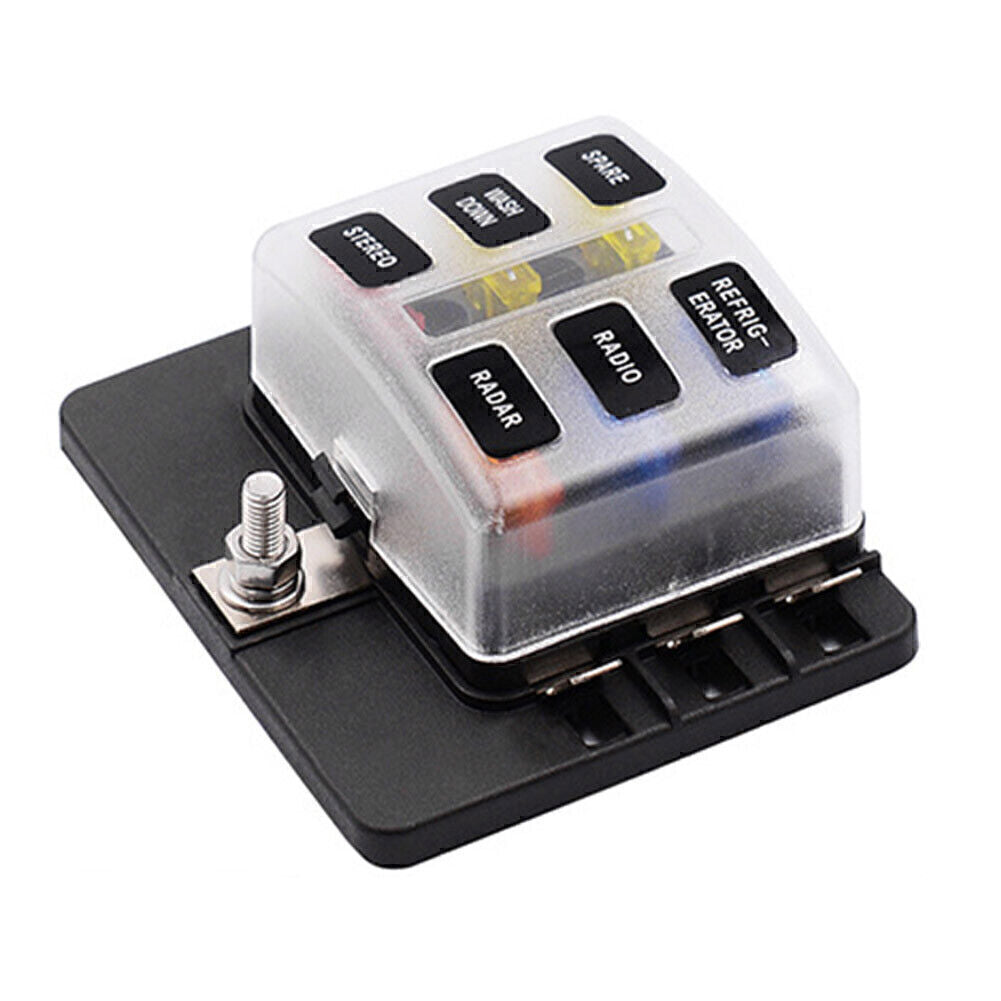 6 Way Circuit Standard ATO ATC Blade LED Fuse Box Block Holder Terminals Q