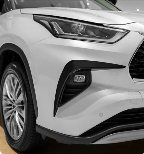 for Toyota Highlander 2020-24 Front Bumper Fog Light Lamp Strip Trim Gloss Black