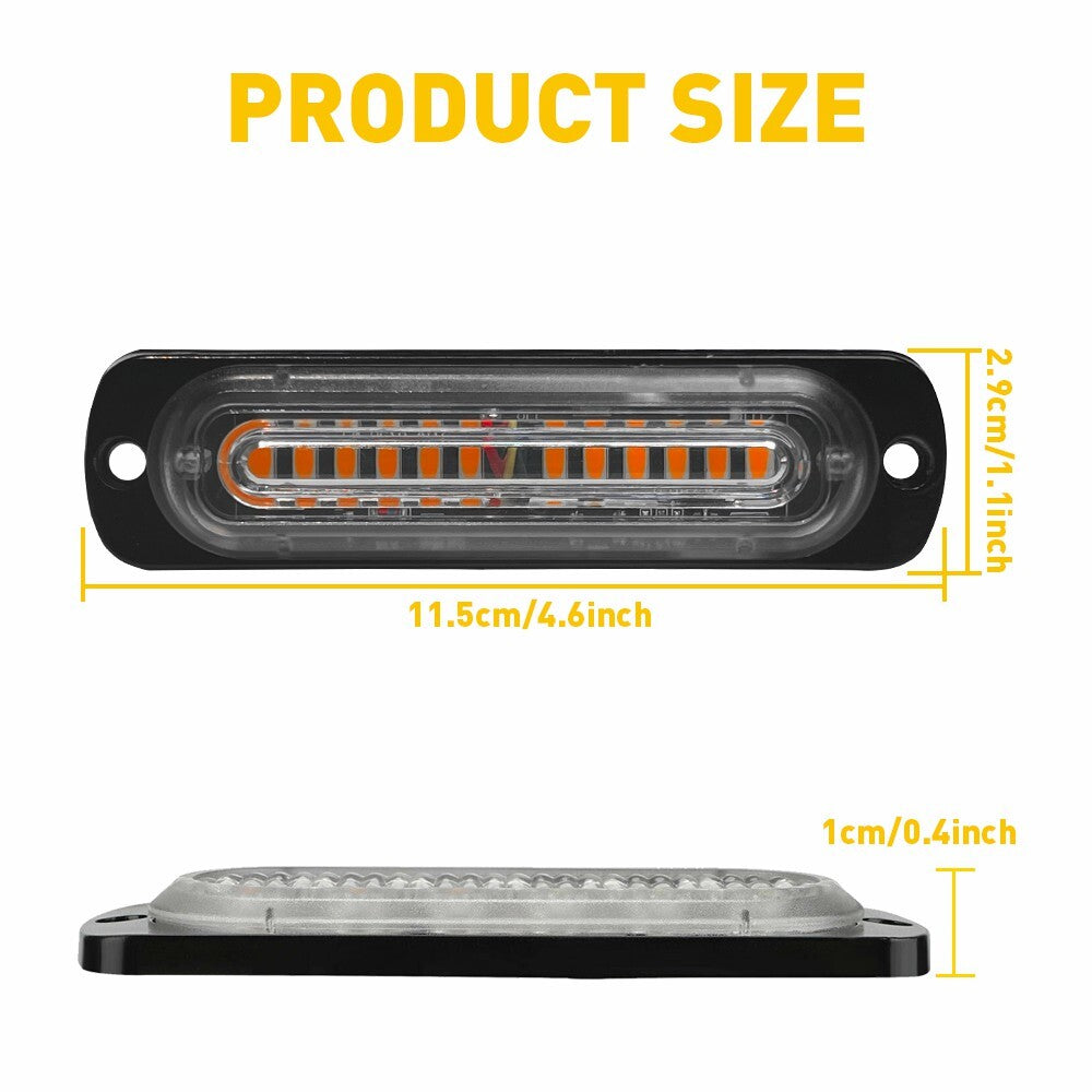 4x 12 LED Amber Truck Car Emergency Beacon Warning Hazard Flasher Light Bar - v