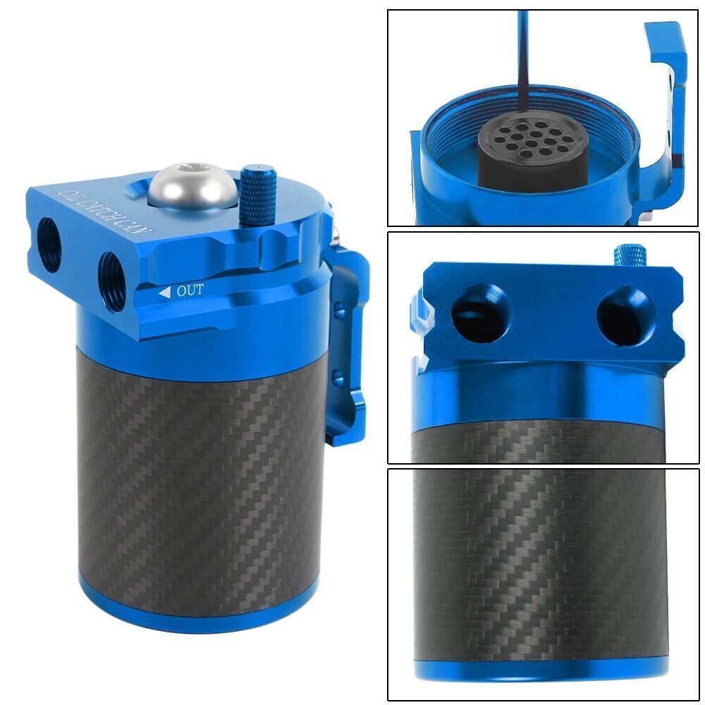 REAL Carbon Fiber Oil Catch Can Kit Reservoir Baffled Tank with Breather Filter