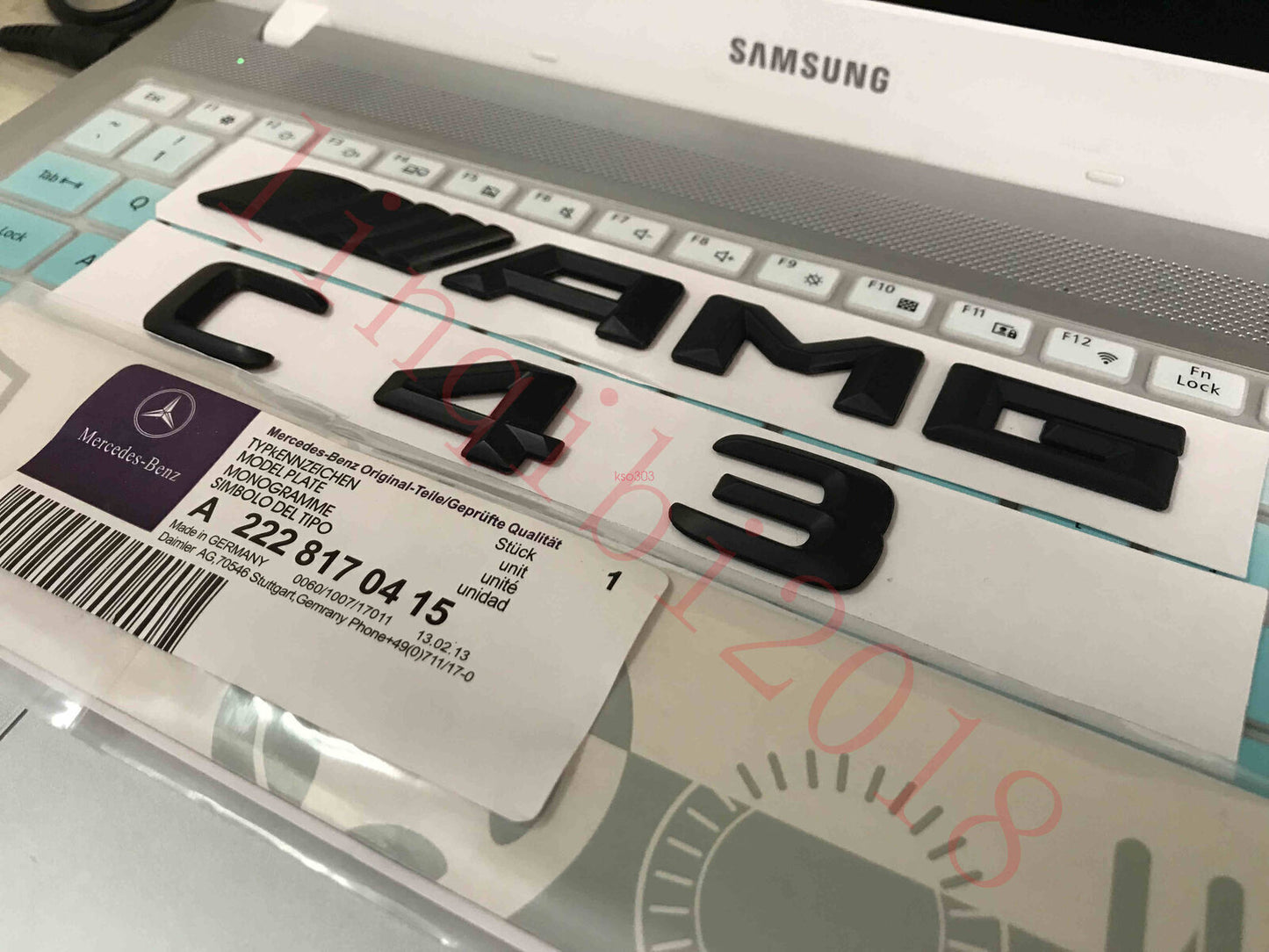 1SET Matt black C43 + AMG Letters Trunk Emblem Badge Sticker for AMG