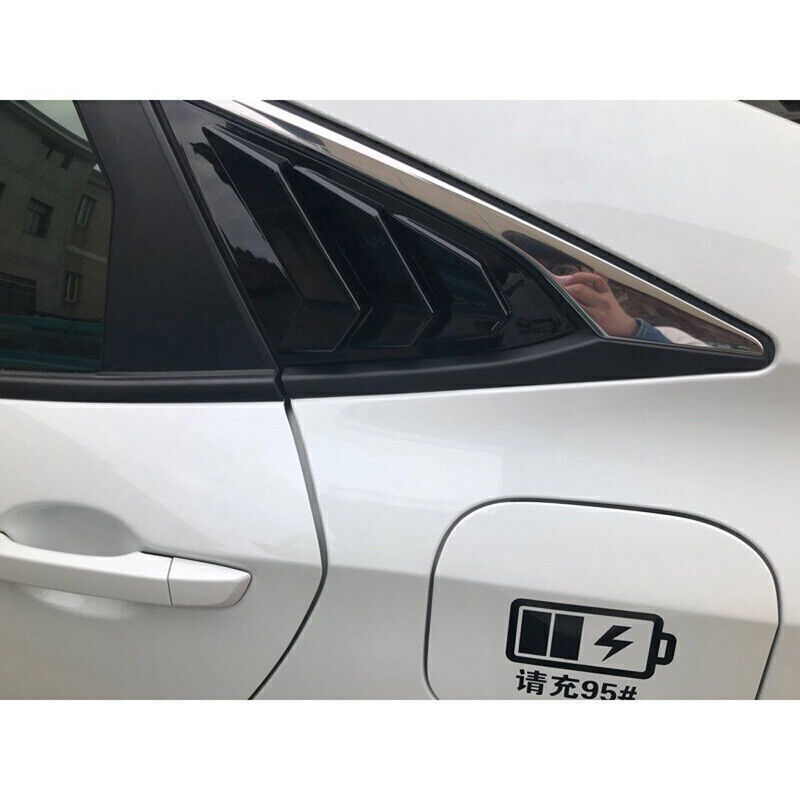 2P Gloss Black Rear Quarter Window Louver Cover Trim for Honda for Civic Sedan 19-21