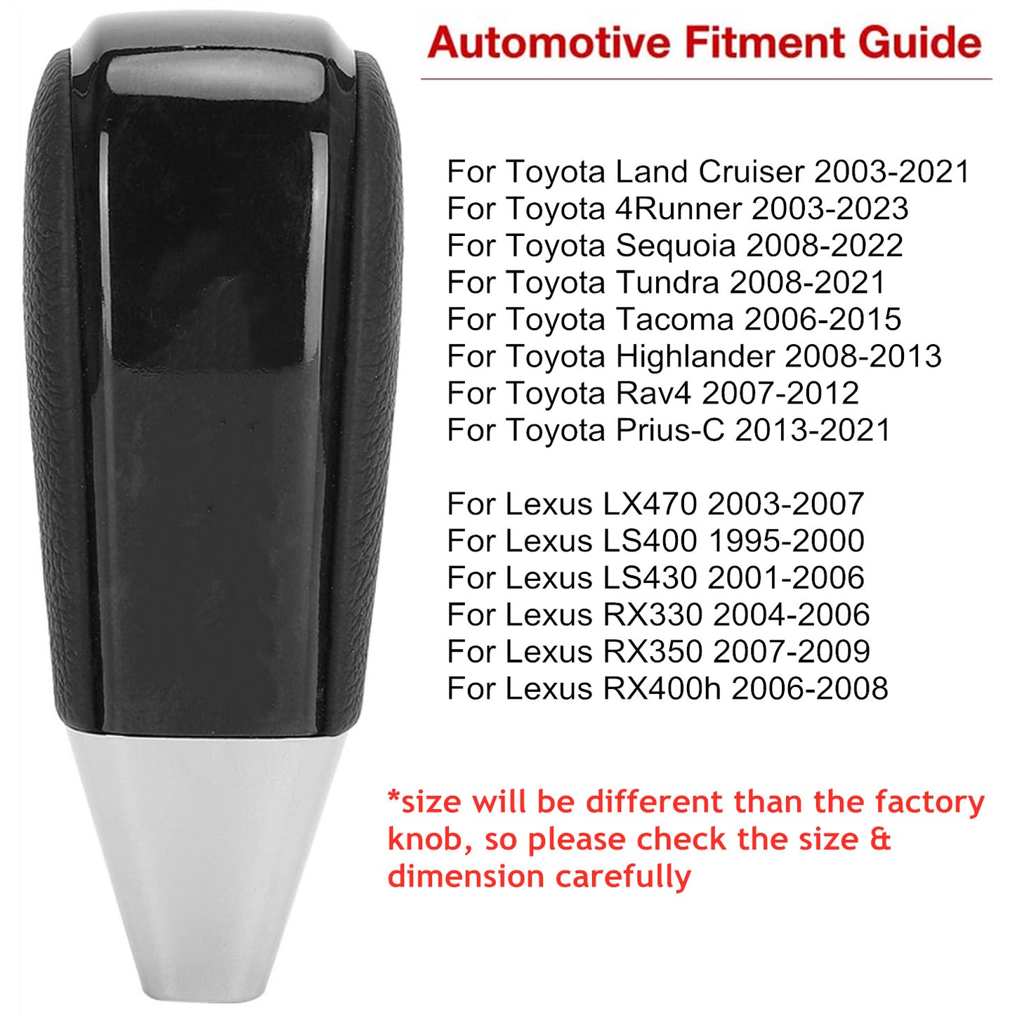 Piano Black Automatic Gear Shift Knob Shifter for Toyota 4Runner Sequoia Tundra Q