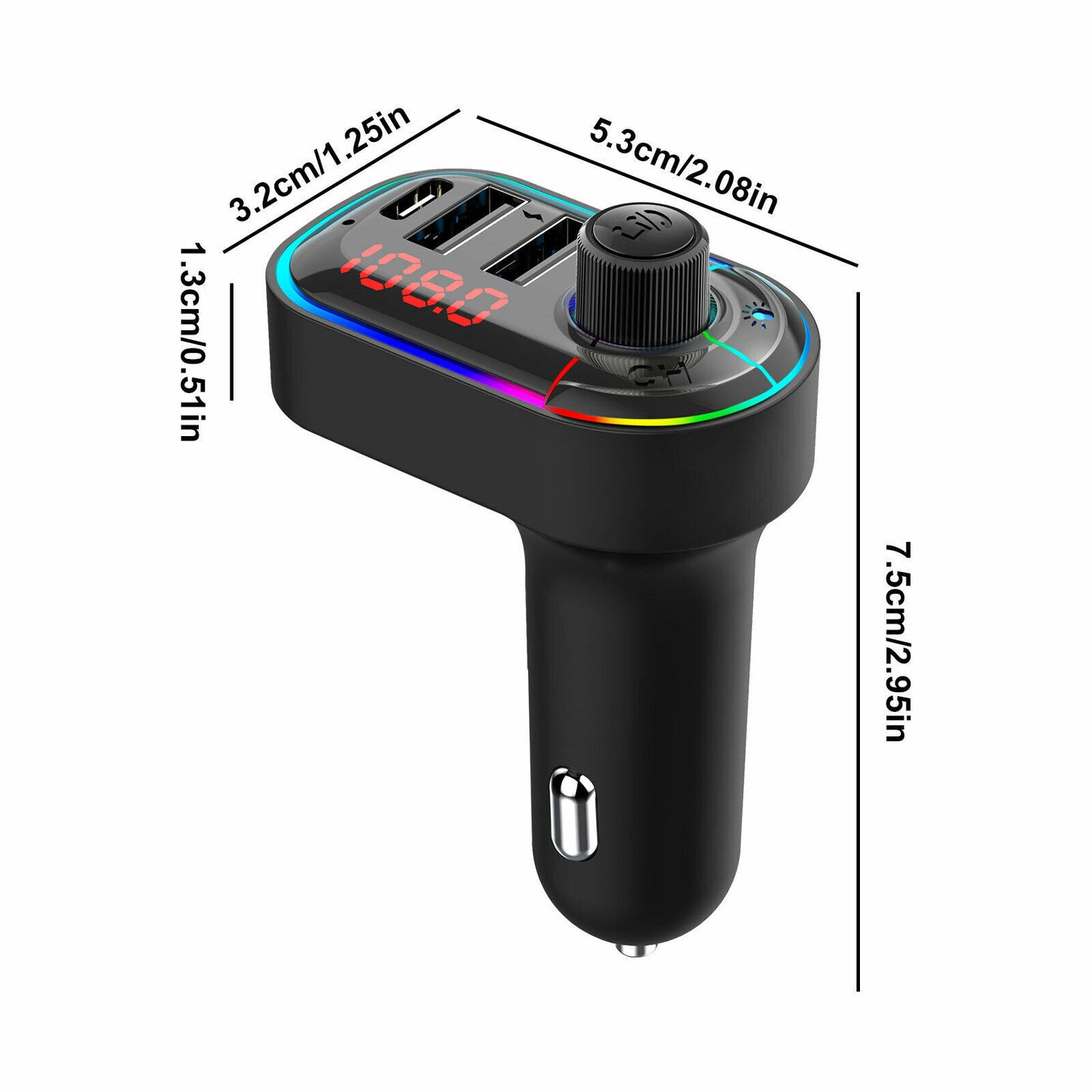 Wireless Adapter FM Transmitter MP3 Radio 2 USB Charger Car Kit for Bluetooth 5.0 Q