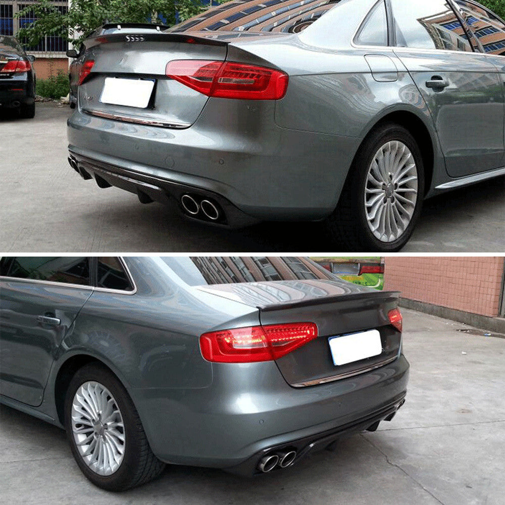 Carbon Fiber Rear Bumper Lip Diffuser Spoiler Fit for Audi A4 B9 Sedan Non-Sline